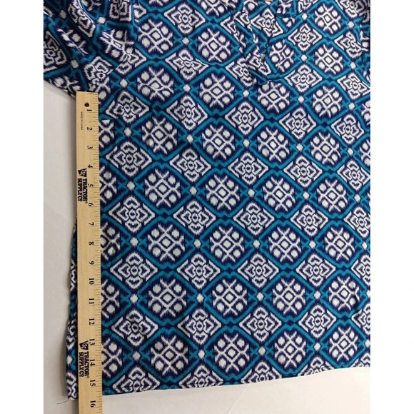 Pixley Geometric Printed Retro Hippie Preppy Y2k 3/4 Sleeve V Neck Tunic Blue... - Picture 8 of 9